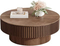 LKTART Round Coffee Table for Living Room, Accent Fluted Drum Coffee Table by LKTART