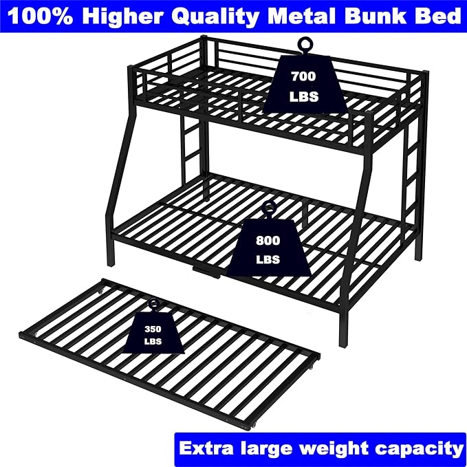 Upgraded Version Thicken Stronger Metal Heavy-Duty Twin Over Full Bunk Bed - Image 5