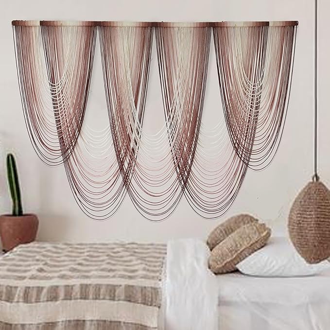 IOWER Macrame Wall Hanging Pink Dip-Dyed Large Macrame Wall Decor by IOWRE