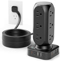 Flat Plug Power Strip Tower, TenTrend Dual PD 20W USB-C Surge Protector by TenTrend