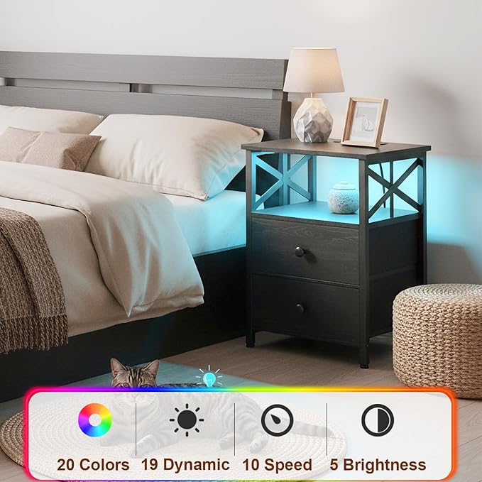 AMHANCIBLE Nightstand with Fast Charging Station, End Table Living Room with - Image 7