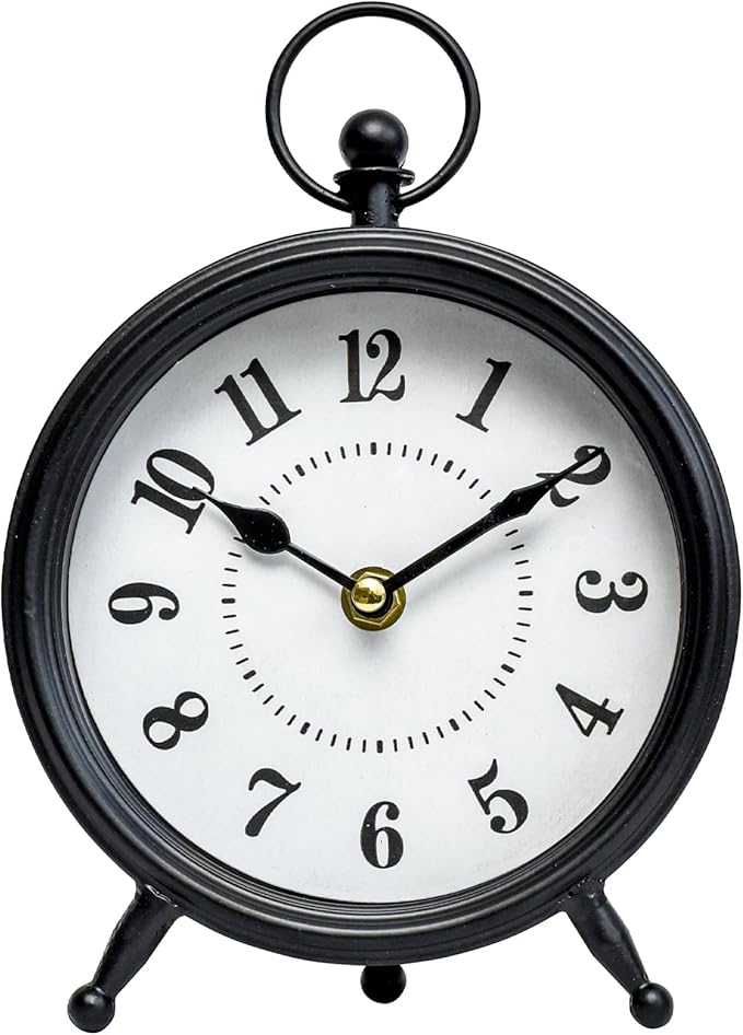 Vintage Non-Ticking Black Table Clock - Image 8