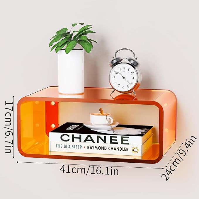 Acrylic Floating Nightstand, Bedside Table, Nightstand Shelf Wall Mounted - Image 3