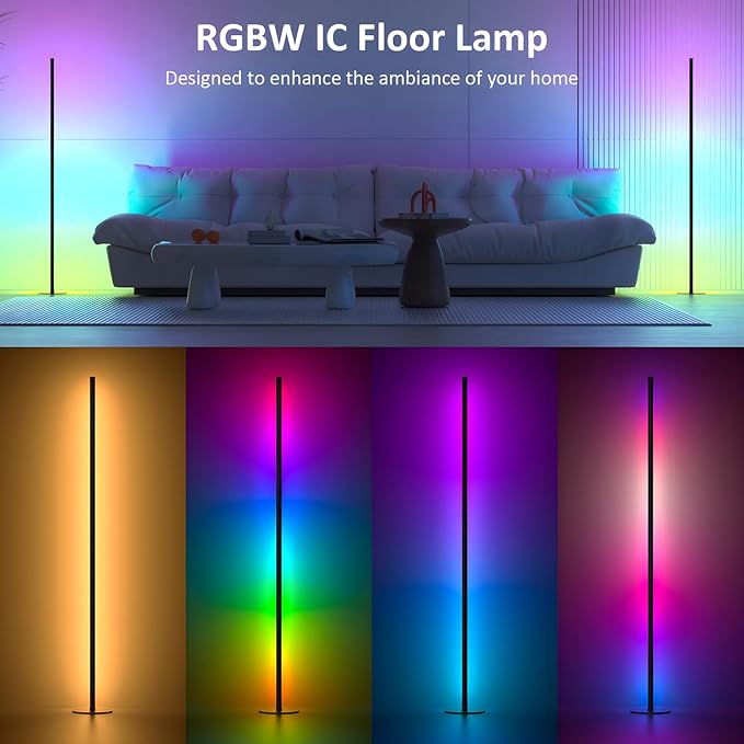 Corner Floor Lamp 2 Pack, Music Sync 16 Million Colors, Warm White Ambient - Image 2