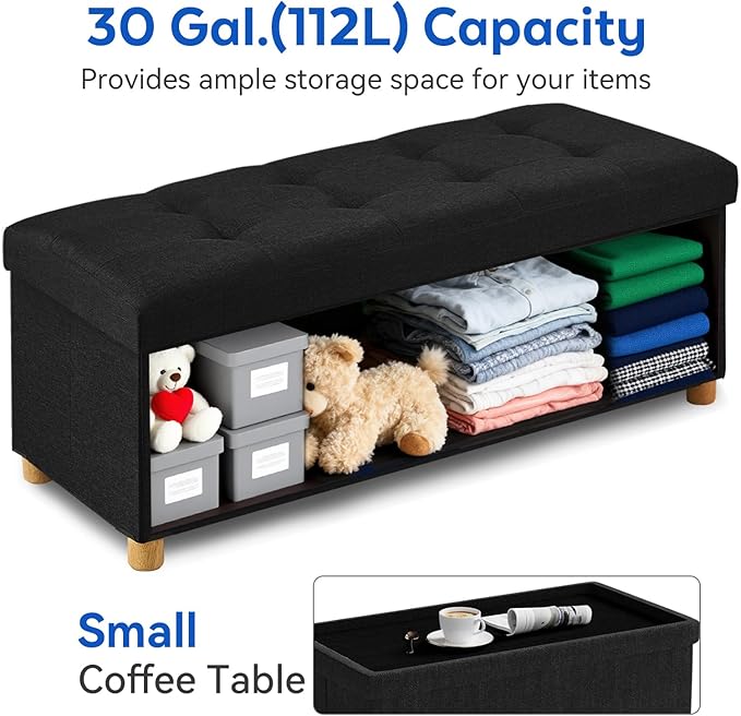 BRIAN & DANY 43 Inches Folding Storage Ottoman Bench, Ottoman - Image 3