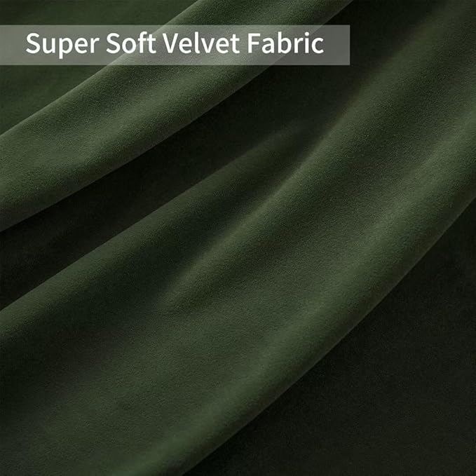 Joydeco Green Velvet Curtains 84 inch Length 2 Panels, Luxury Blackout Rod - Image 7