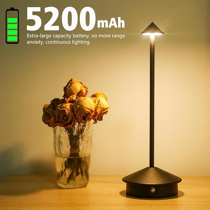 Cordless LED Table Lamp, Rechargeable 5200mAH Battery Operated Lamp - Image 3