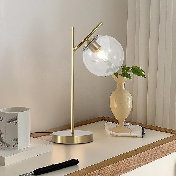 Mid Century Modern Table Lamp, Contemporary Metal Brass Bedside Lamps - Image 9