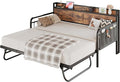 LIKIMIO Twin Daybed with Trundle Bed, Storage Headboard with Charging Station by LIKIMIO