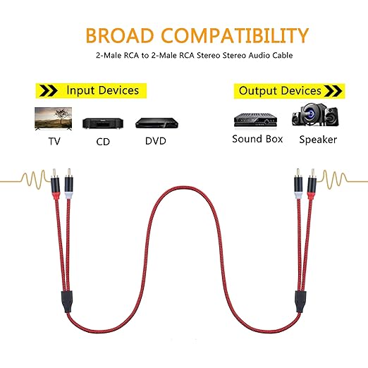 RCA Cable 25Ft, 2Rca Male to 2-Rca Male Audio Stereo Subwoofer Cable - Image 4