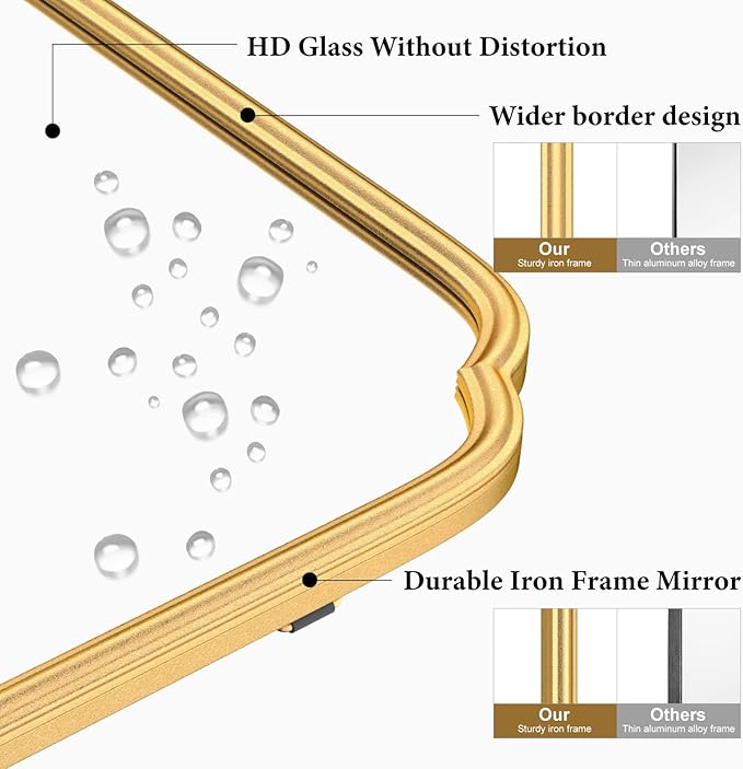 36X24 Inch Gold Bathroom Vanity Mirror - Image 6