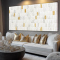 YETHEN WAL White and Gold Textured Abstract Wall Art, Minimalist Neutral Canvas by Unknown