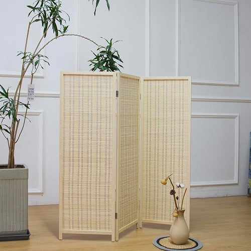 3 Panel Short Room Divider Screen, Small Bamboo Panel Divider - Image 2
