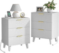 Lulive Wood Nightstand Set of 2 Fluted Dresser by Lulive