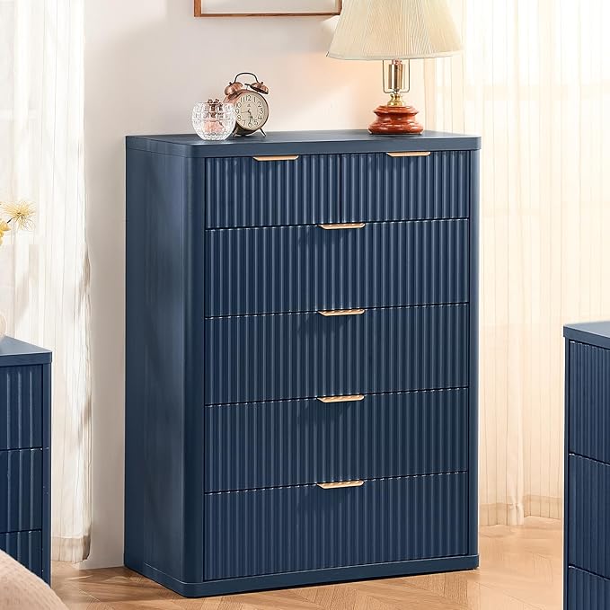 LEYAOYAO Fluted Dressers & Nightstand Set of 3, Wood 48" Wide Dresser & 42" - Image 2