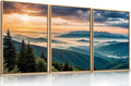LHIUEM Large Nature Mountain Sunrise Framed Canvas Wall Art, Abstract Landscape by LHIUEM