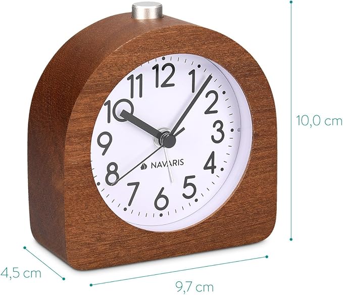 Navaris Wood Analog Alarm Clock - Image 4