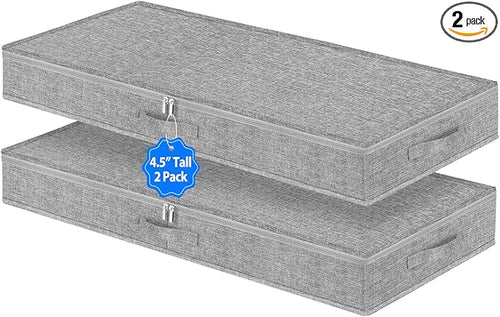2 Pack Low Profile Under Bed Storage Containers 4.5 Inch Height, Shallow by Boailydi