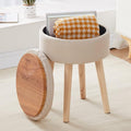 Mxfurhawa Storage Ottoman Linen Round Vanity Stool Tray Top Modern Foot Stool by Mxfurhawa