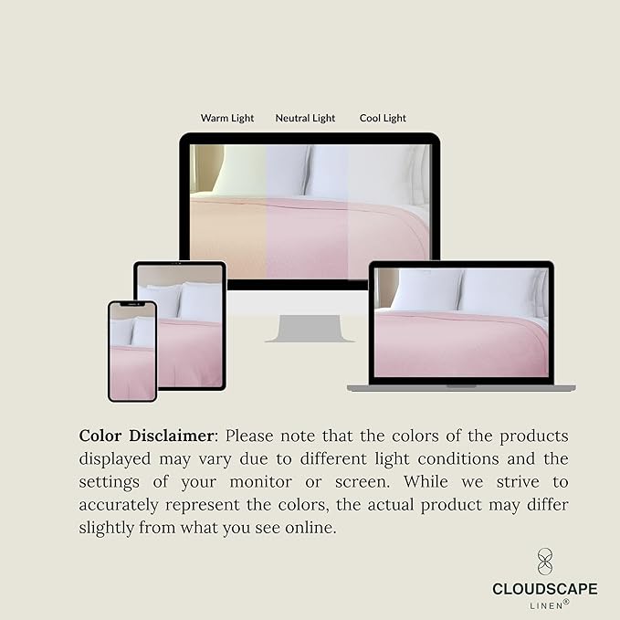 Cloud Scape Linen 100% Cotton Throw Blanket 50x70 Seashell Pink, Luxury - Image 8