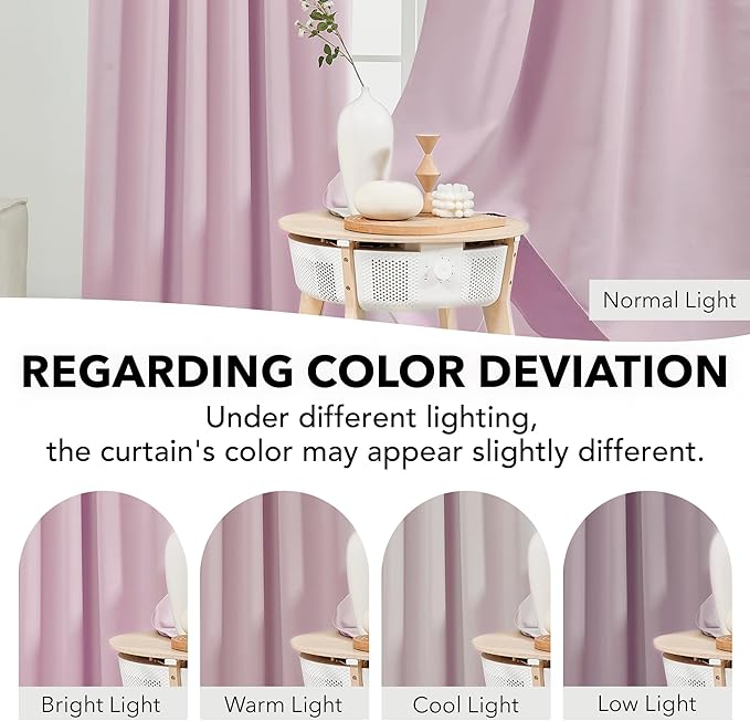 Deconovo Blackout Curtains, Thermal Insulated, W52 x L63 2 Panels, Back Tab - Image 3