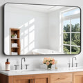 Bathroom Mirror, 55 x 36 inch Black Rectangle Wall Mirror, Metal Frame Rounded by WelcometoCIVENO