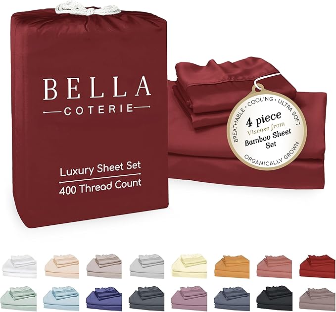 Bella Coterie Luxury Bamboo Viscose Cal King Size Sheet Set | 100% Organically by BC