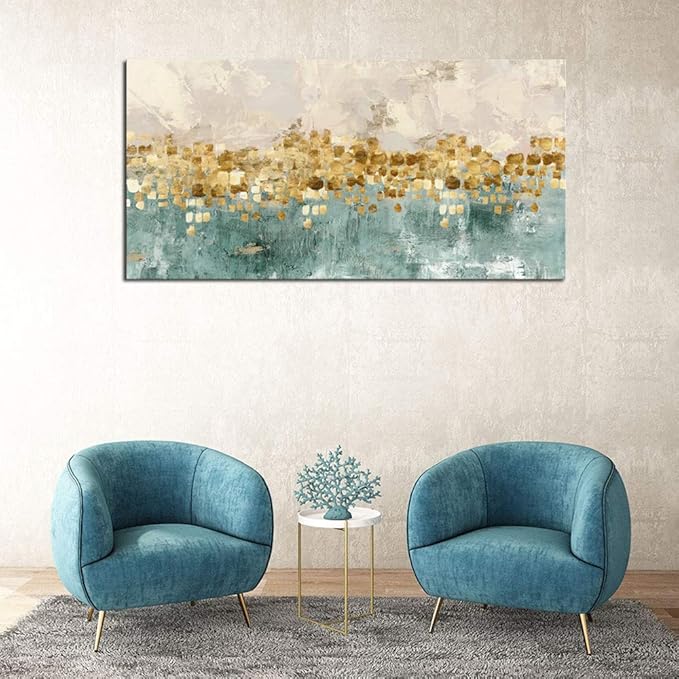 DZL Art A74662 Brown and Blue Abstract Painting Modern Decor Wall Art Tan Color - Image 4