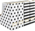 BLU MONACO Set of 4 Magazine File Boxes | 2 Black & White Stripes + 2 Polka by Blu_Monaco