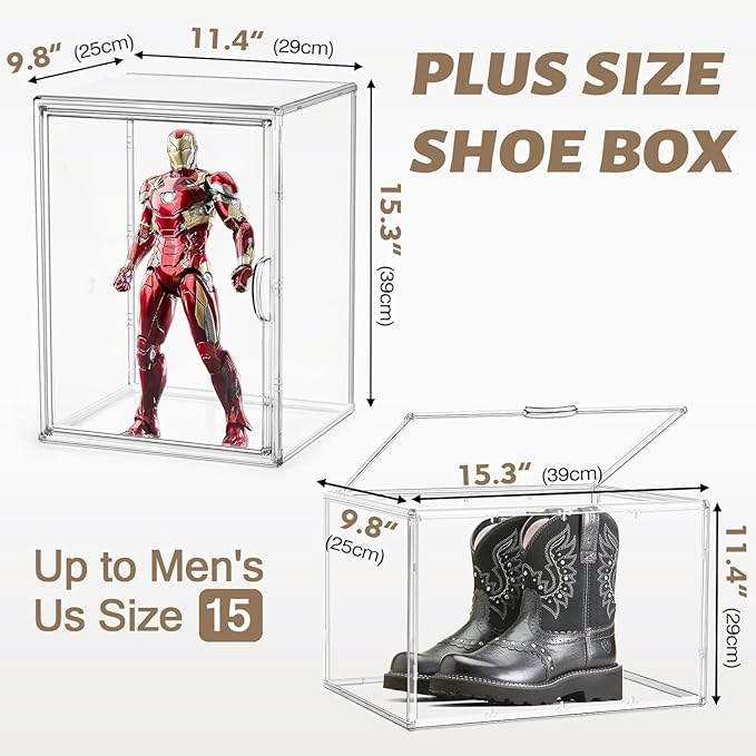 Tall Boot Storage Box 5 Pack, XX-Large Acrylic Shoe Box Sneaker Display Case - Image 2