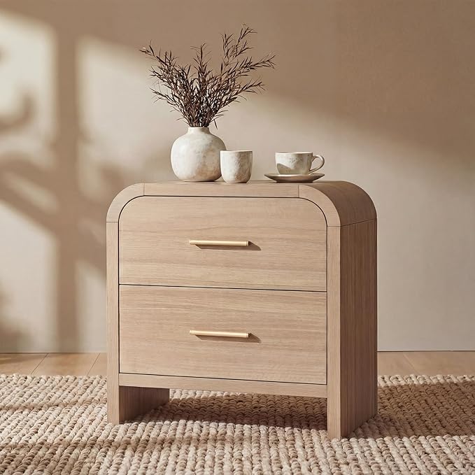 Night Stand 2-Drawer Nightstand 24" H Metal Handle Modern Sturdy Bedside Table by TheBeautyofRusticRefined
