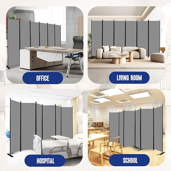 Room Divider and Folding Privacy Screens 6 Panel, 11 Ft Wide Room Partitions - Image 6