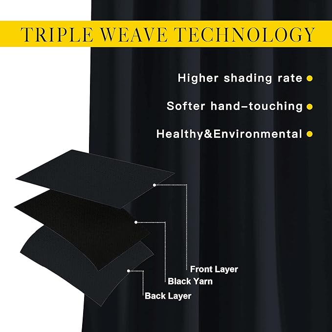 NICETOWN Blackout Black Curtains 102 inches Long 2 Panels Burg, Grommet Thermal - Image 3