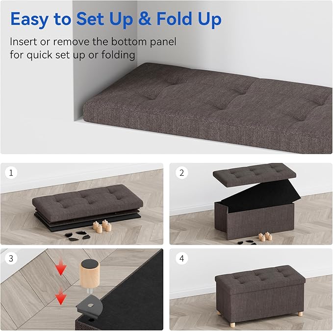 BRIAN & DANY 30 Inches Folding Storage Ottoman Bench, Ottoman - Image 5