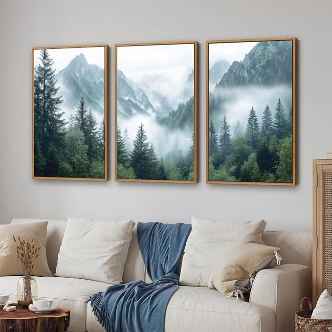 YeeHomedec Large Mountain Framed Canvas Wall Art, Mordern Calming Forest Wall - Image 6