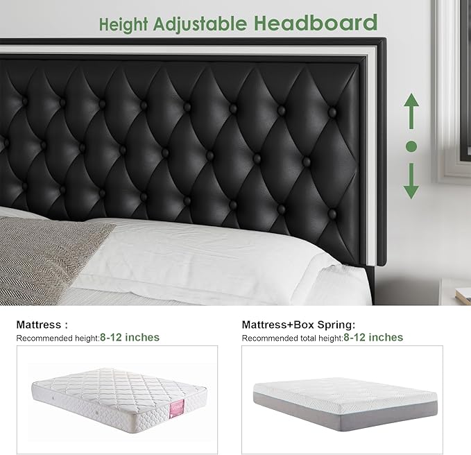 Keyluv Queen Upholstered LED Bed Frame - Image 6