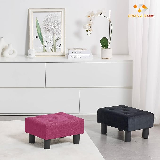 BRIAN & DANY Small Foot Stool, Linen Foot Stools - Image 7
