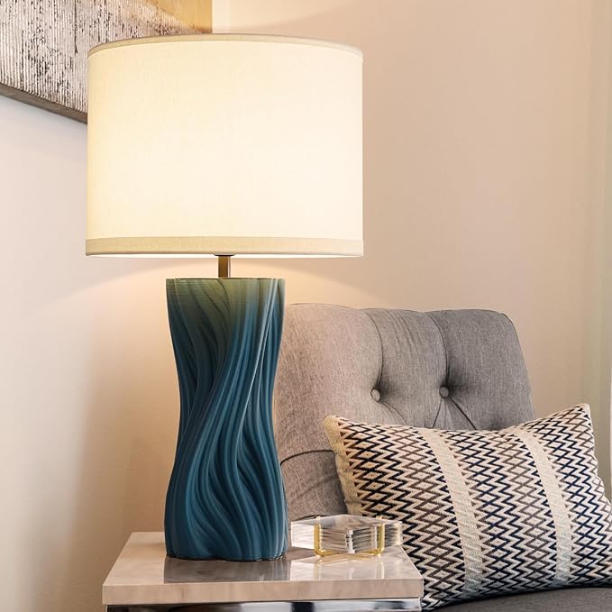Modern Large Ceramic Plug in Blue Table Lamps by Waikmdv