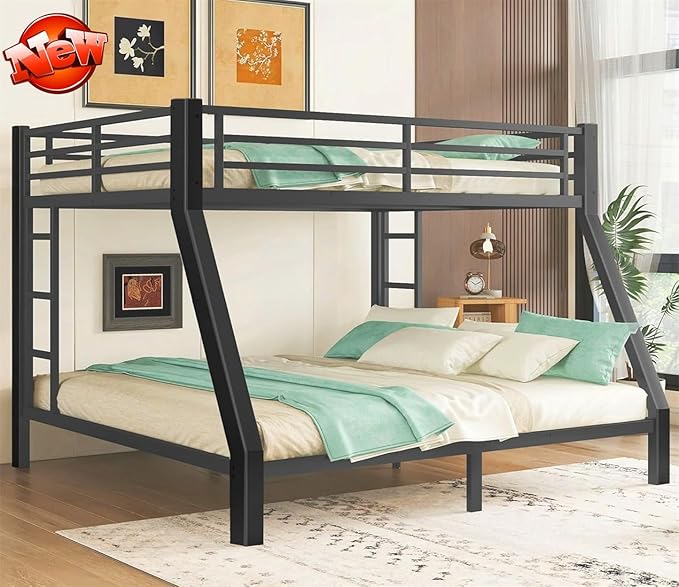 Higher Quality & Stronger Heavy Duty Metal Bunk Bed Frame Queen Over King Size by Unknown