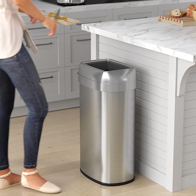 iTouchless 61 Liter / 16 Gallon Open Top Kitchen Trash Can & Recycle Bin - Image 2