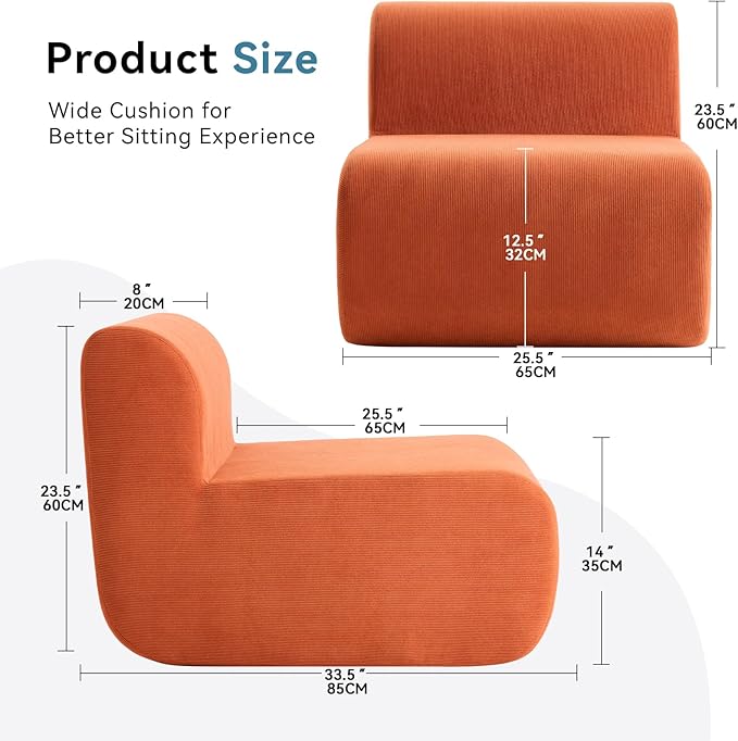 Single Boneless Chairs, Fireside Beanbag Chair Upholstered Cloud Sofa Chair - Image 2