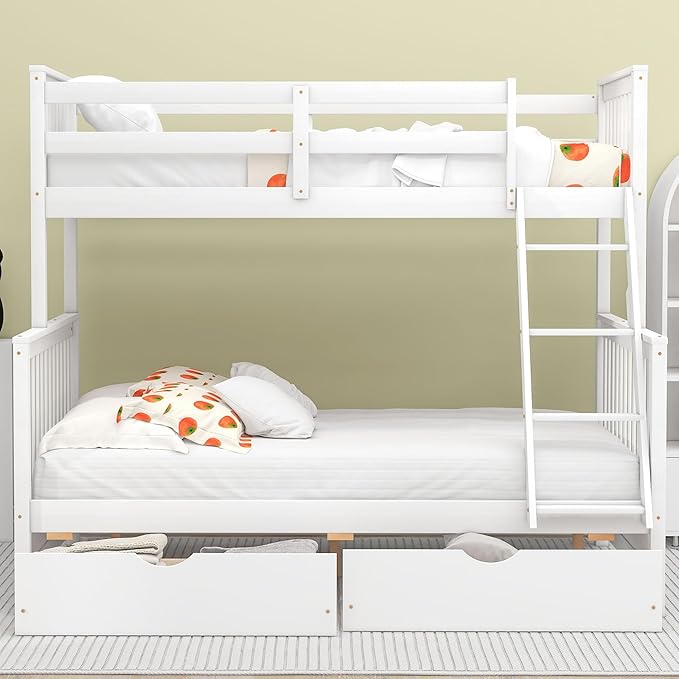 Merax Wood Bunk Bed with Drawers, Convertible Wood Bunk Bed with Ladders and - Image 3