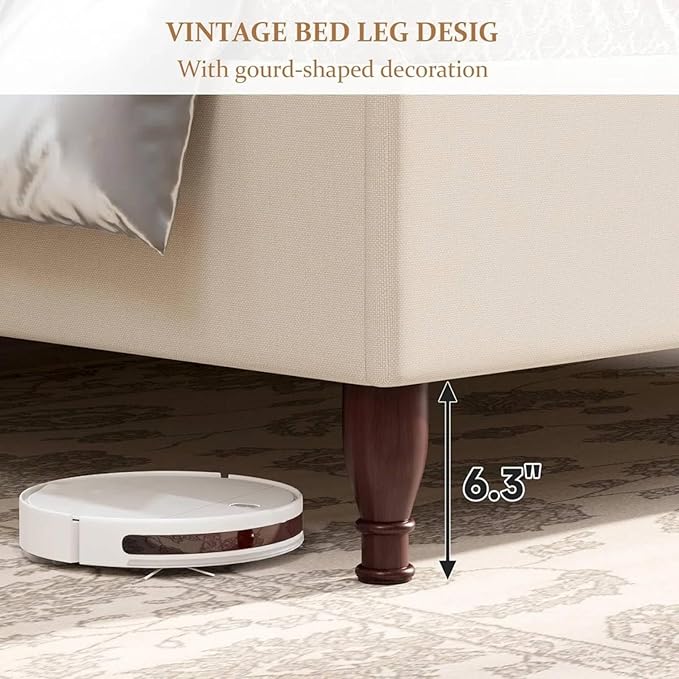 koorlian King Size Bed Frame Fully Upholstered Platform Bed - Image 4