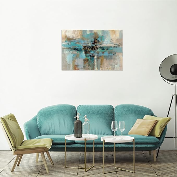 DZL Art A74769 Canvas Prints Abstract Wall Art Print Paintings Blue and Brown - Image 8