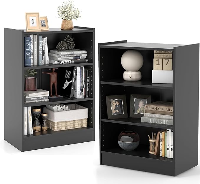 LOKO 3-Tier Open Bookcase Set of 2, Modern 3-Cube Bookshelf by LOKO