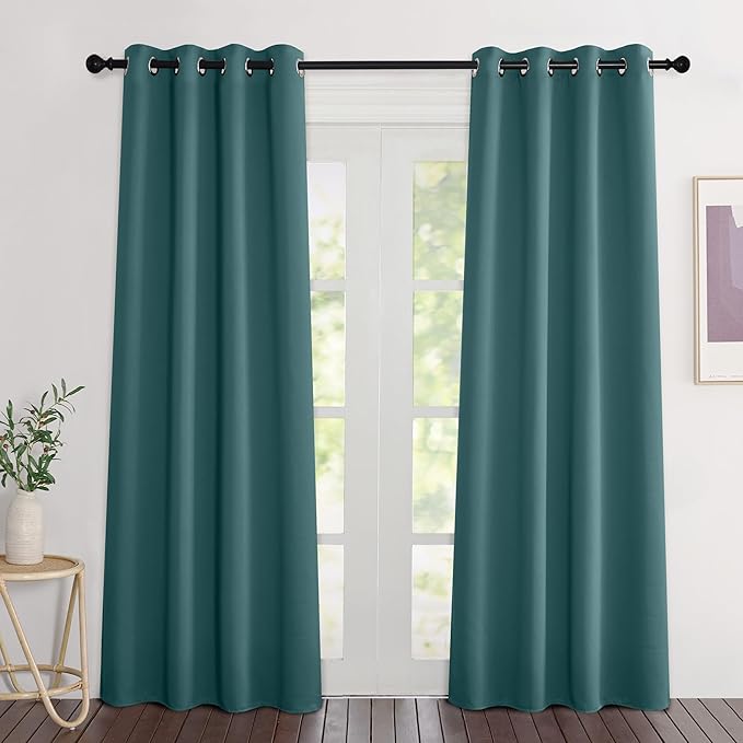 NICETOWN Blackout Sea Teal Curtains 84 inches Long, Grommet Room Darkening by NICETOWN