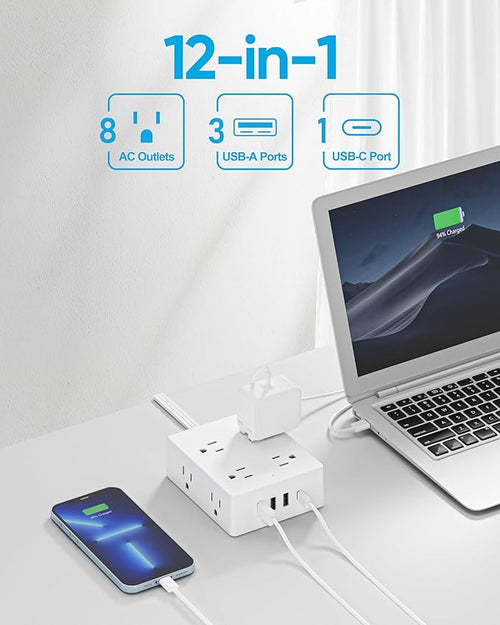 2 Prong Flat Plug Power Strip, Olcorife 2 Prong to 3 Prong Outlet Adapter - Image 2