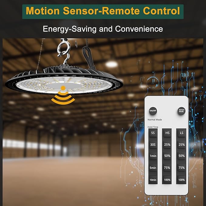 ACOHOOK Smart 350W LED High Bay Light Motion Sensor, 48000lm Commercial Bay - Image 3