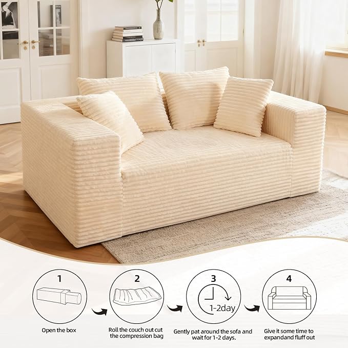 Boneless Cloud Couch Sofa, 2 Seater Deep Seat Modern Lounge Sleeper Couch - Image 10