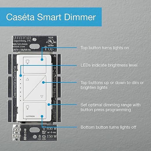 Lutron Caseta Original Smart Dimmer Switch Kit w/ Hub, - Image 11